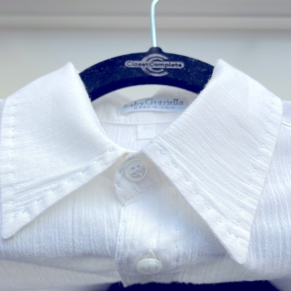 Baby Graziella Made in Italy white button down shirt 2Y - Picture 7 of 8